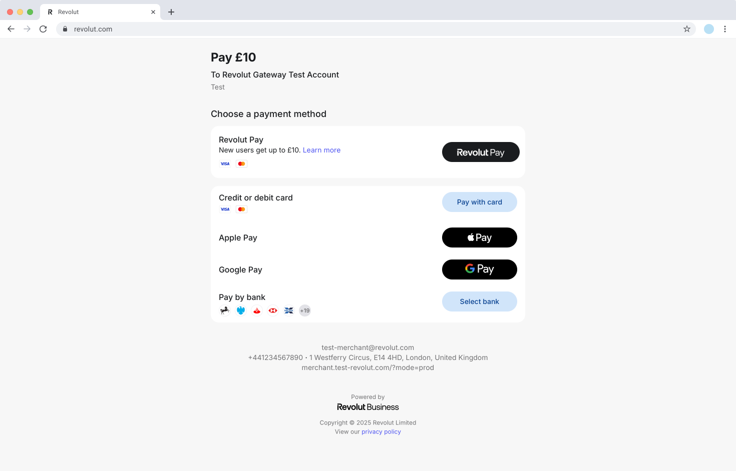 Hosted Checkout Page - Checkout page