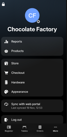 Revolut POS app: Settings
