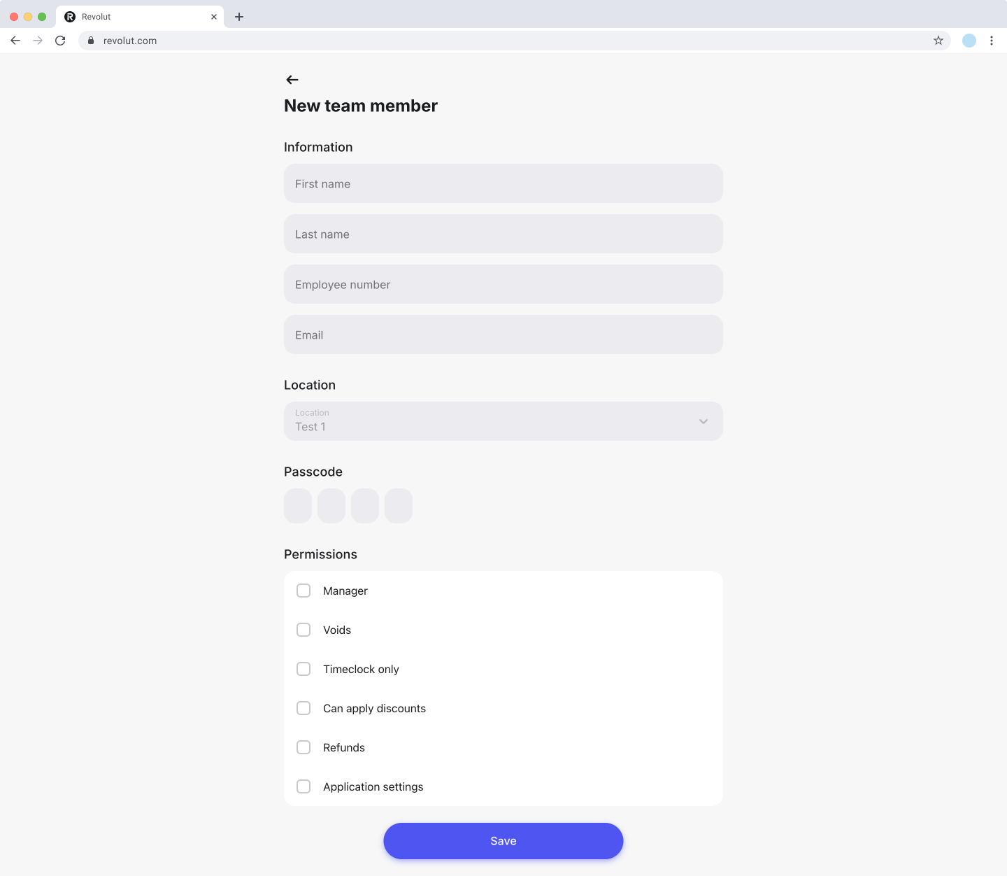 Revolut POS web portal: New team member