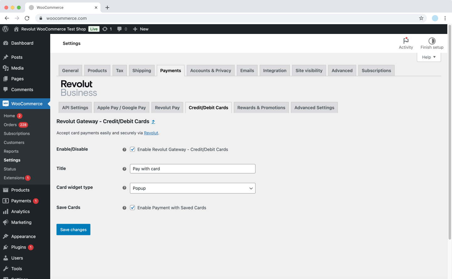 WooCommerce - Revolut Pay settings