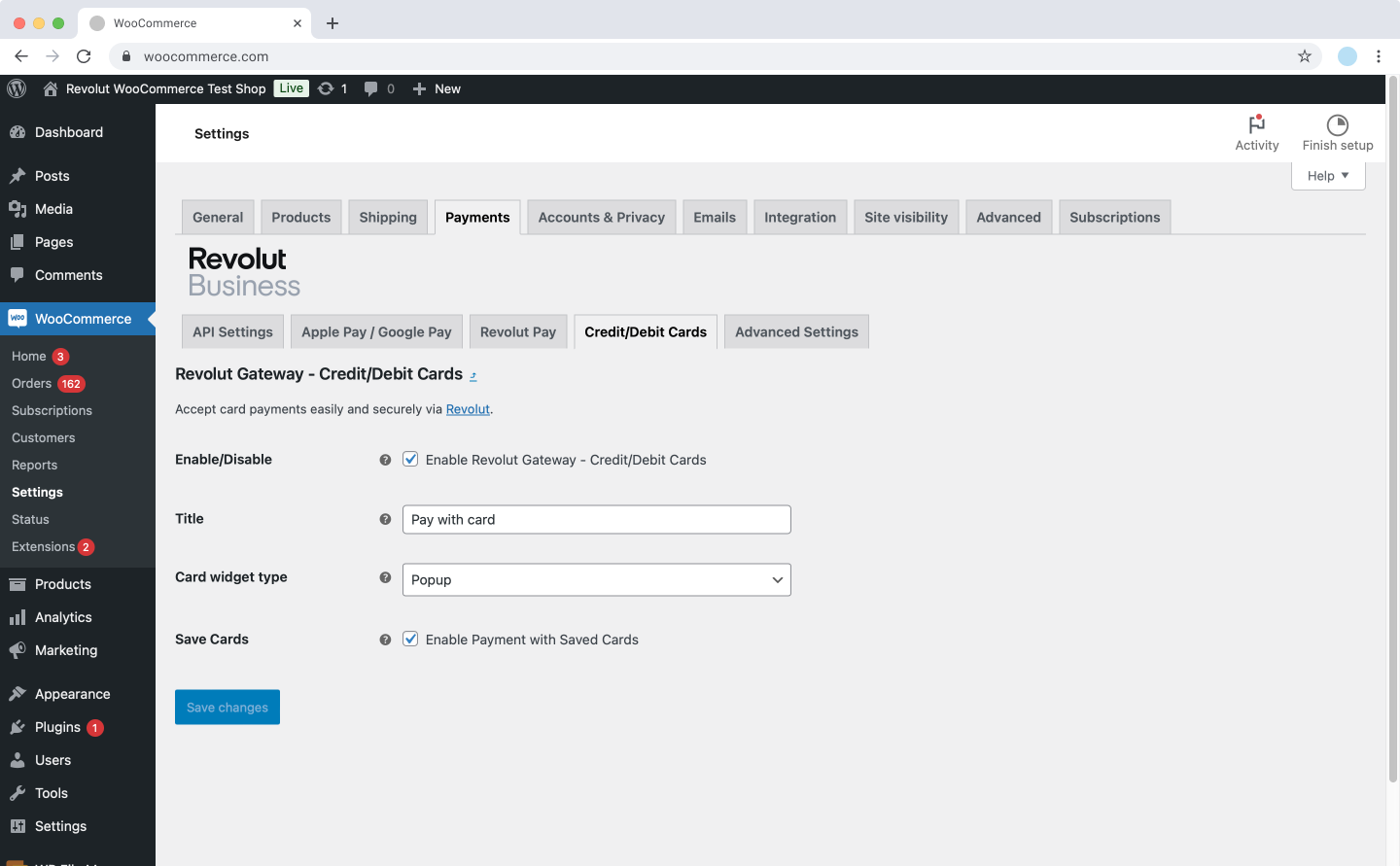 WooCommerce - Revolut Pay settings