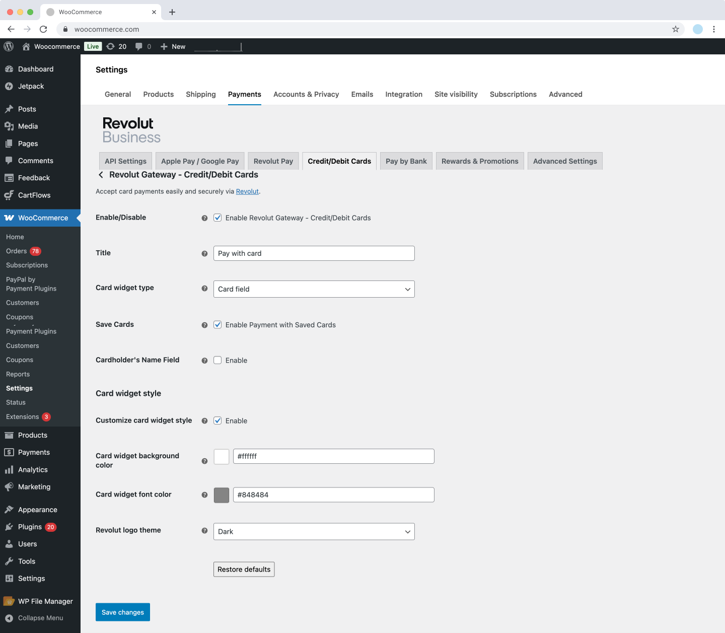 WooCommerce - Card widget style