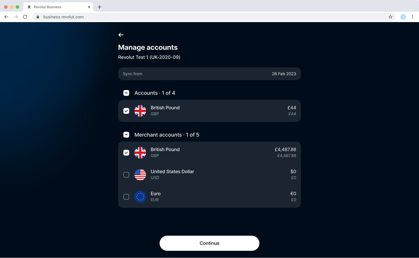 Revolut Business: Xero - Manage Merchant accounts